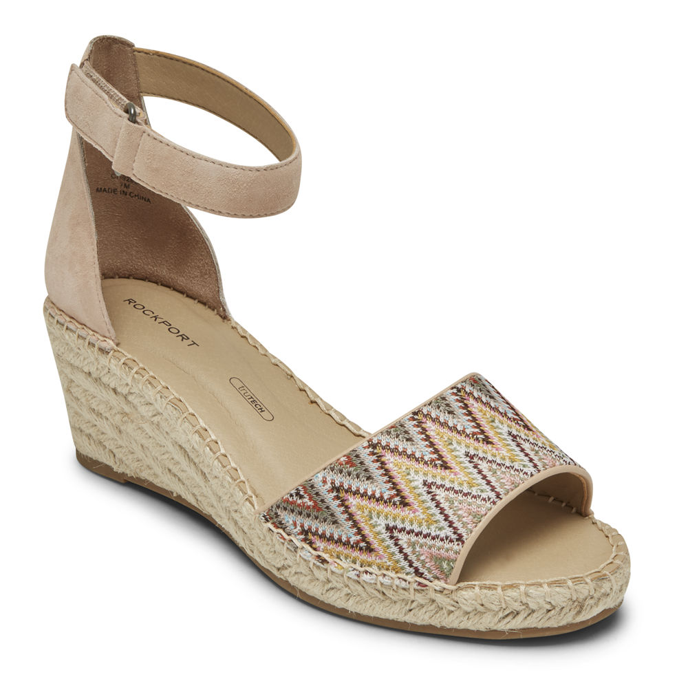 Rockport Sandals For Womens Khaki - Marah Woven Ankle Strap - CQ8239670